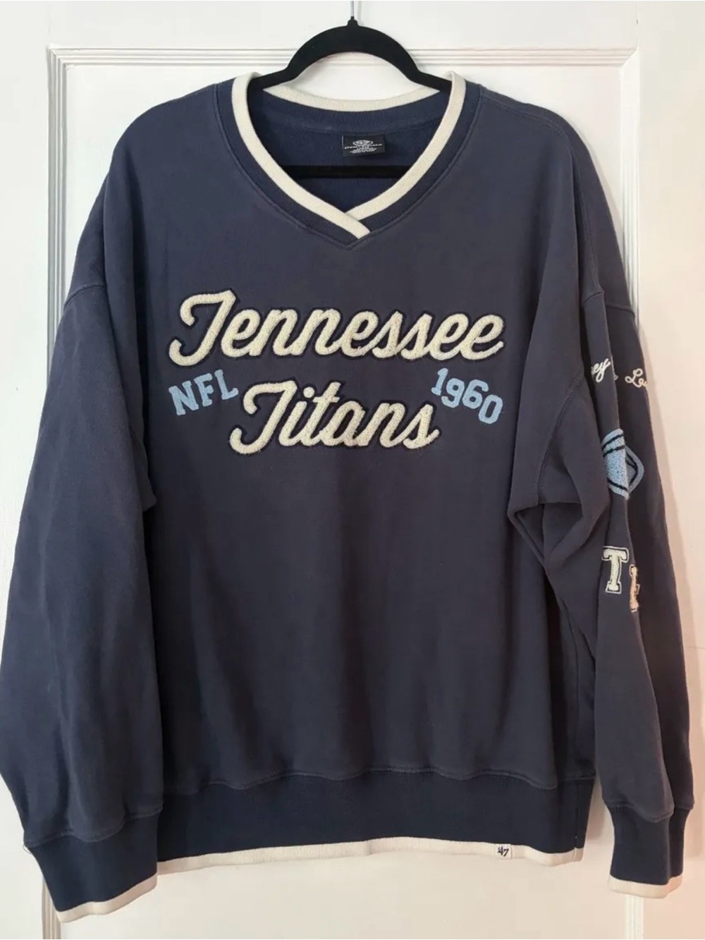 Stoney Clover x Tennessee Titans Lane Navy Sweater with Cream Trim